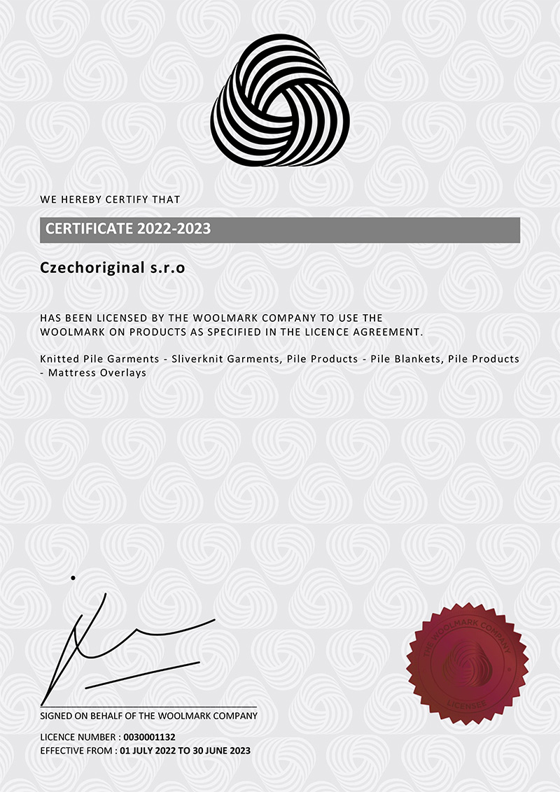 Woolmark certifikát 